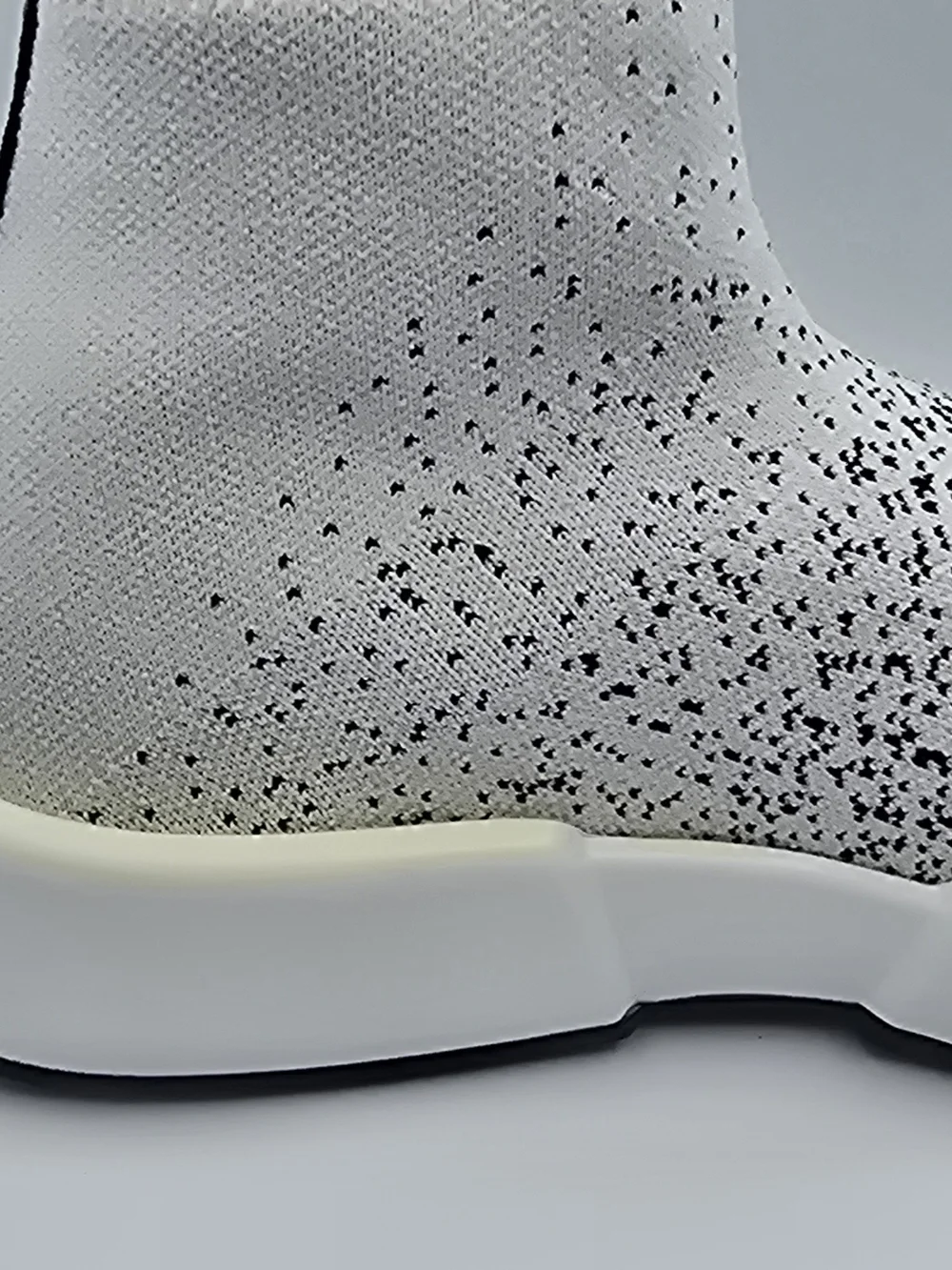 ALO Yoga Women's Sock-Style Sneakers in White and Black Speckle